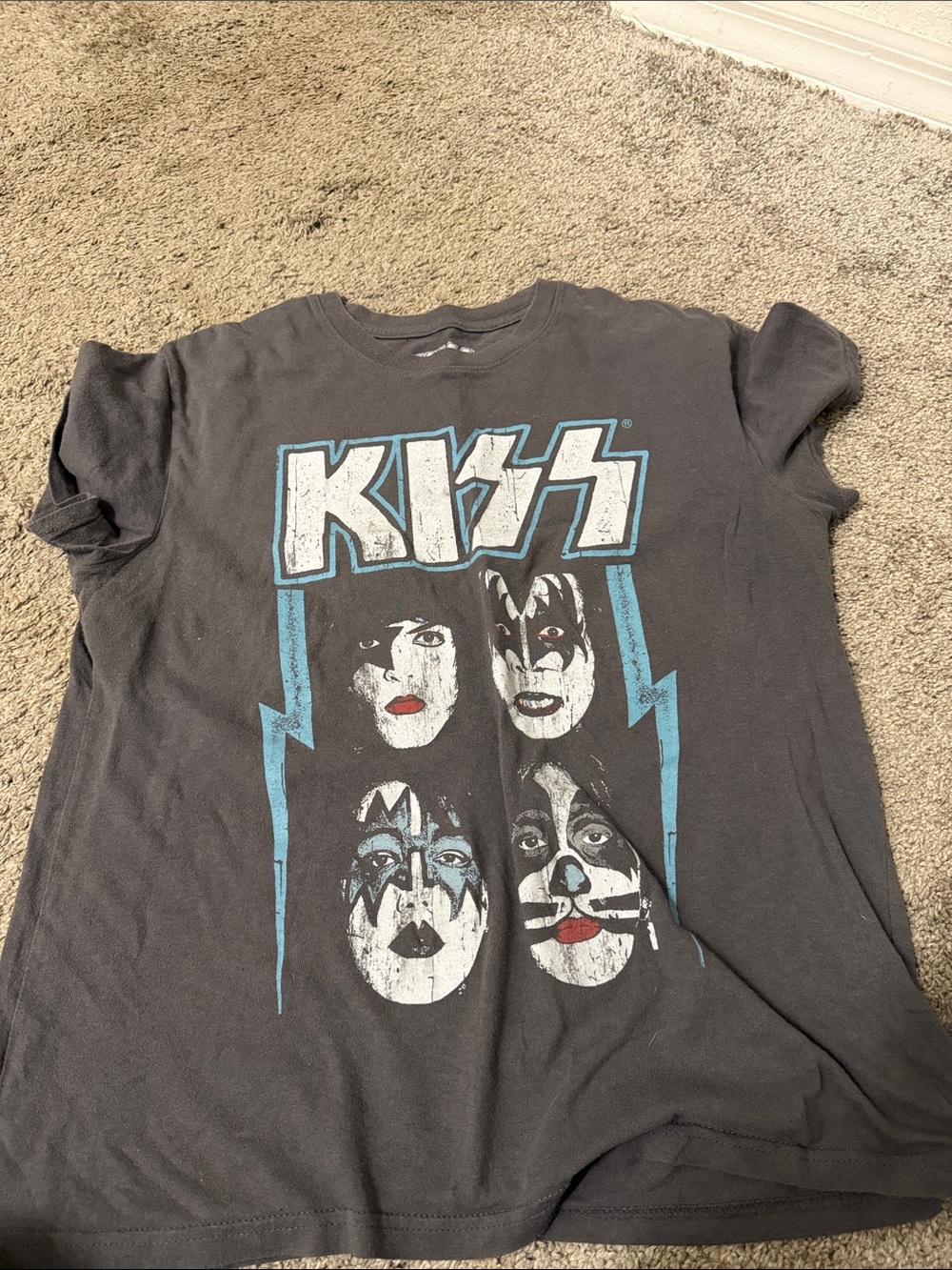 KISS Graphic Band Tee - Black with Blue Accents